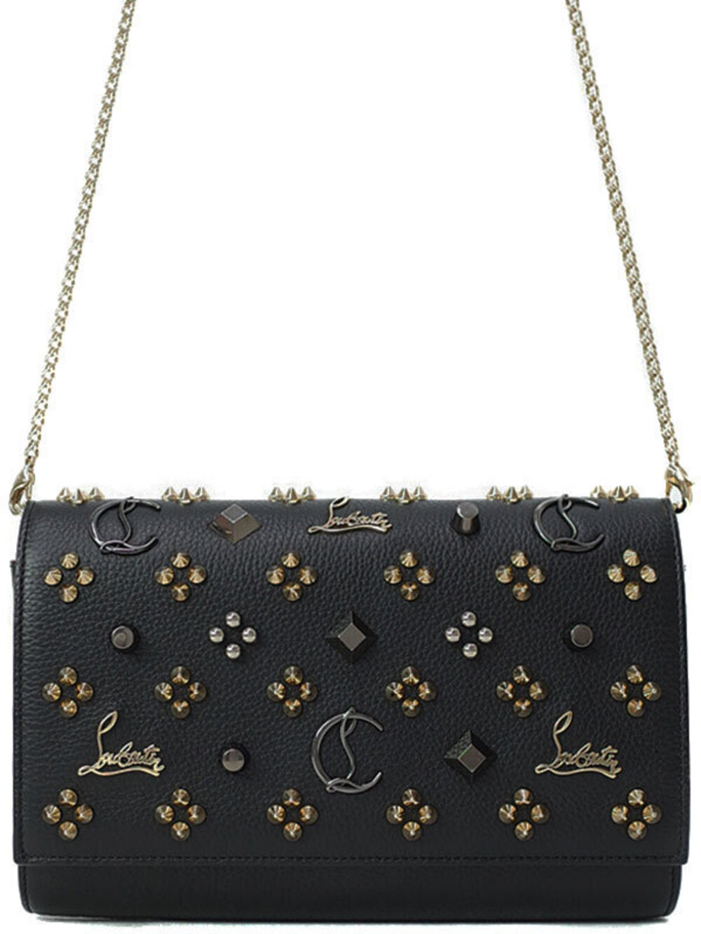 Christian Louboutin Paloma Clutch black leather metal spikes